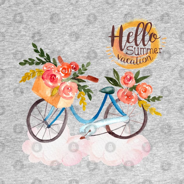 watercolor flower bicycle by Mission Bear